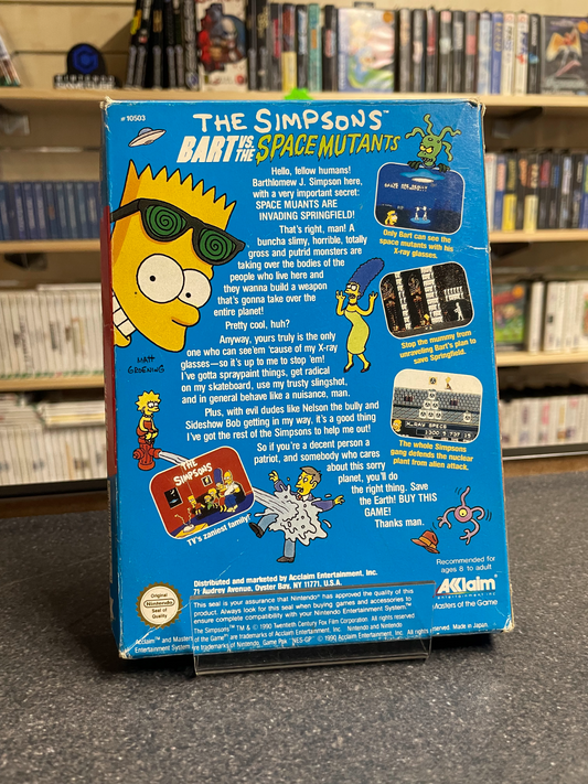 The Simpsons: Bart Vs The Space Mutants -Nintendo NES - Complete with Manual