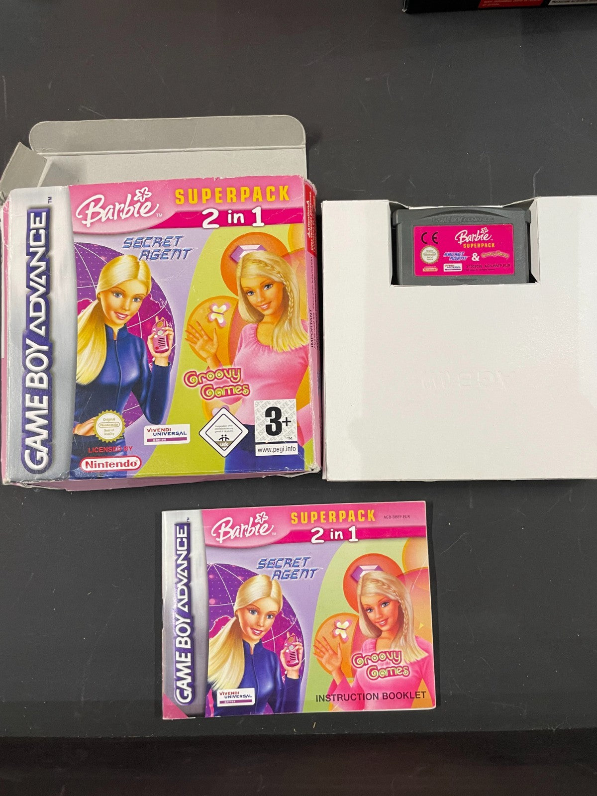 Barbie Secret Agent + Groovy Games Super Pack 2 in 1 - Nintendo GBA - W/Manual
