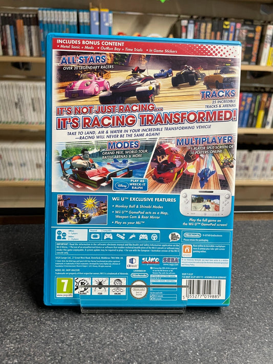Sonic All Stars Racing: Transformed - Nintendo Wii U - Complete with Manual