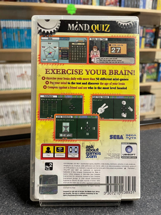 Mind Quiz: Excercise Your Brain - Sony - PSP - Complete with Manual