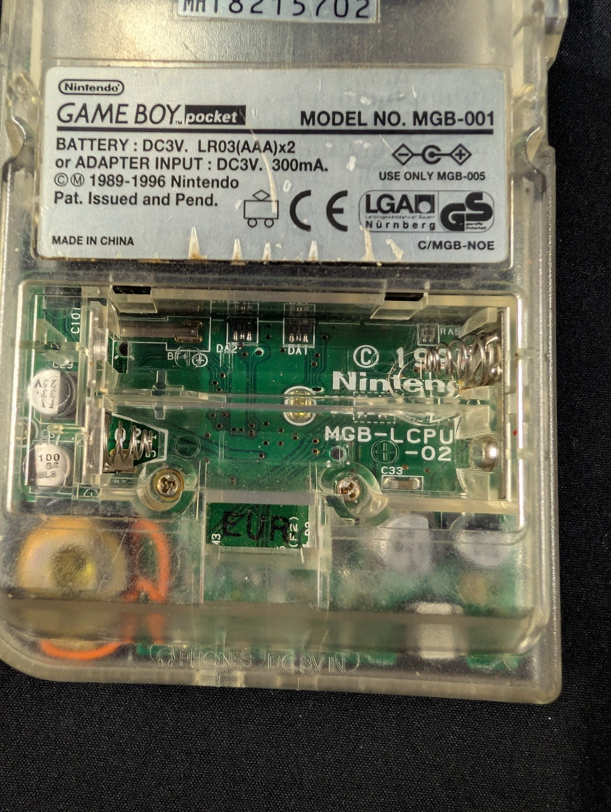 Nintendo Gameboy Pocket - Clear - Tested Working