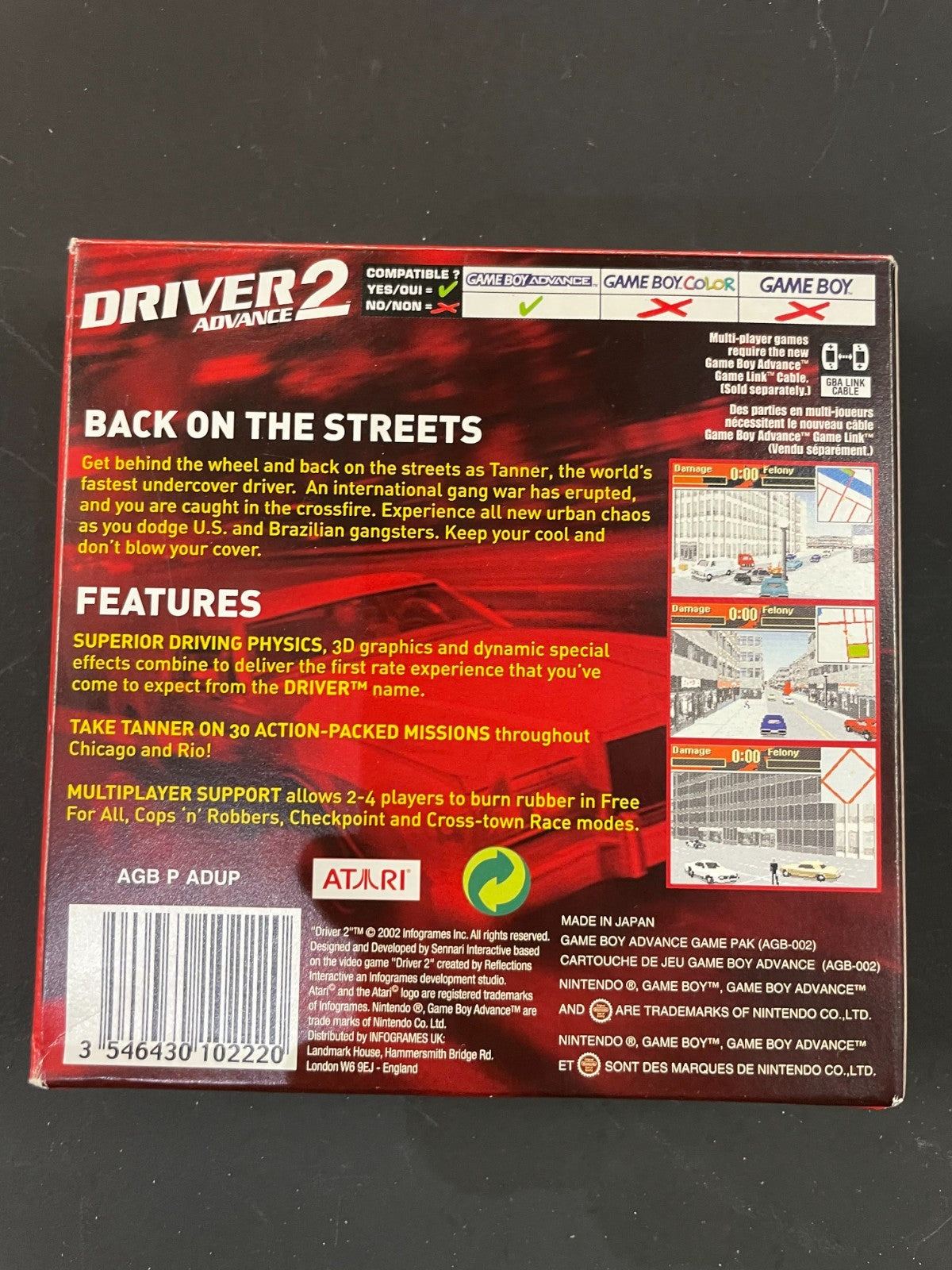 Driver Advance 2 - Nintendo Game Boy Advance - Boxed w/Manual