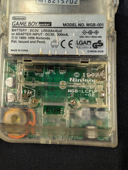 Nintendo Gameboy Pocket - Clear - Tested Working
