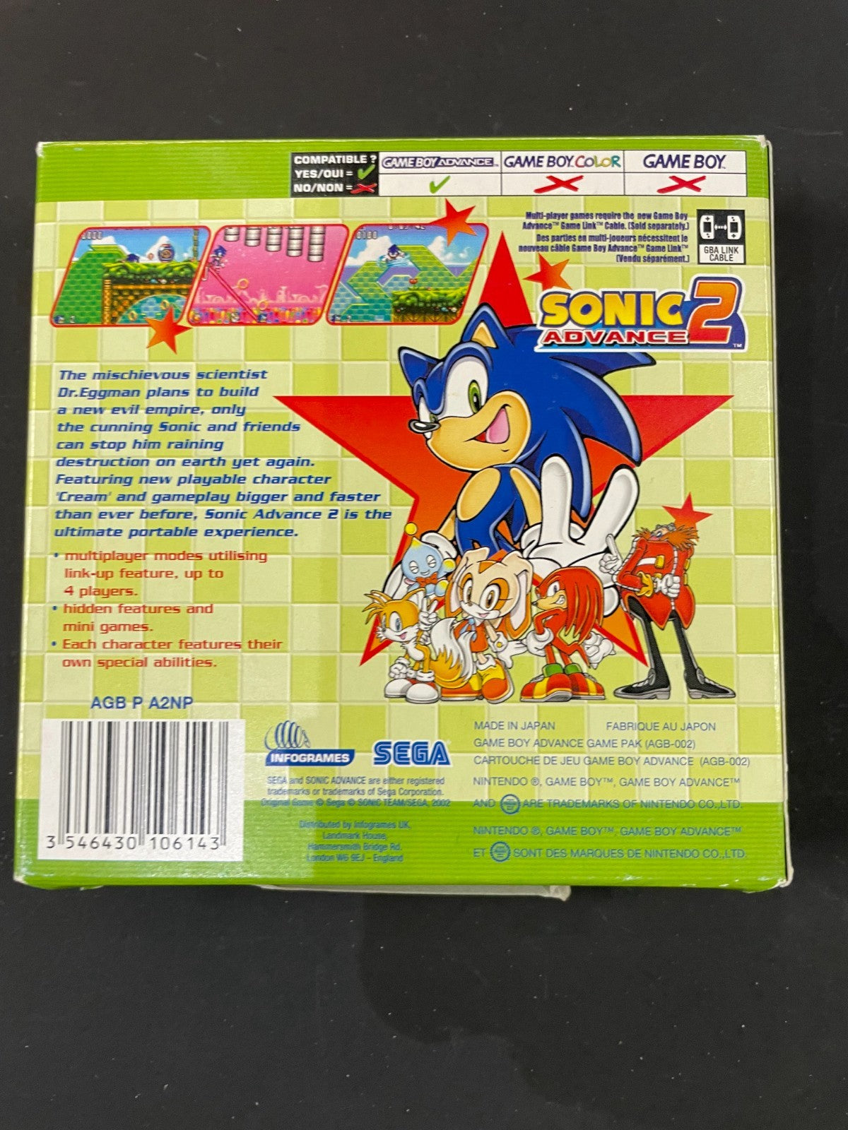 Sonic Advance 2 - Nintendo Game Boy Advance - Boxed w/Manual